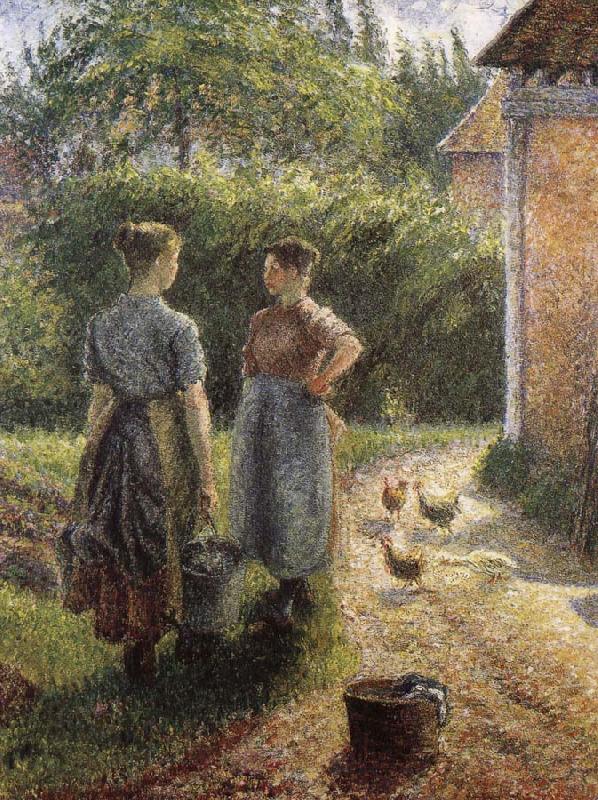 Camille Pissarro Woman in front of farmhouse Spain oil painting art
